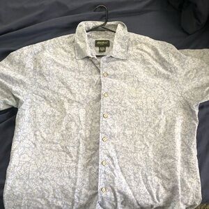Eddie Bauer Blue and White Casual Button Down Shirt